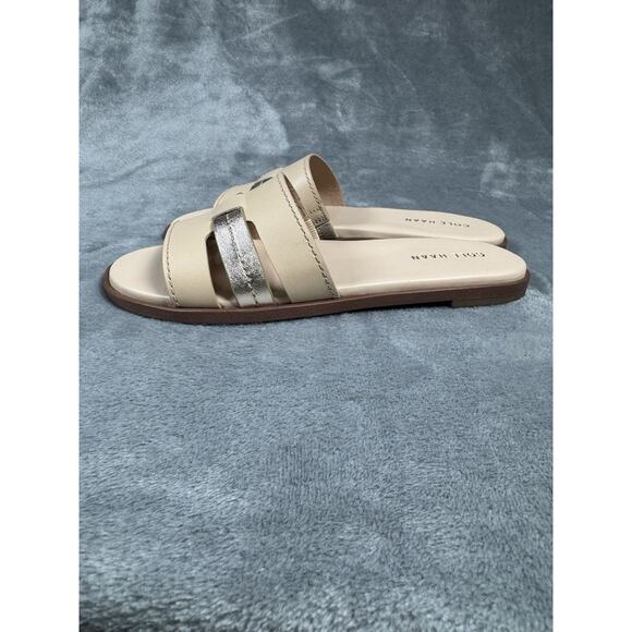 NEW! Cole Haan Flynn Slotted Slide Women's Sandal Nude & Metallic Leather 6.5 B - Picture 4 of 6